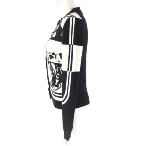 HERMES cardigan cashmere Black White 34 | AlmaBagz