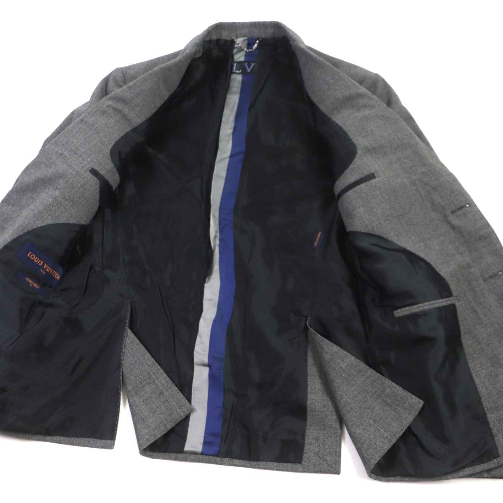 LOUIS VUITTON setup Outer: 100% wool, Lining: 33% cotton, Lining: 30% cupra, Lining: 21% rayon, Lining: 16% polyester gray PONT NEUF FIT mens 48 Used | AlmaBagz - Image 3