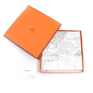 HERMES scarf silk BLANC/NOIR/GRIS Carre90 HERMES FLAGSHIP Hermes Flagship | AlmaBagz