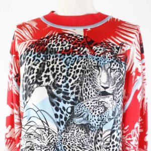 HERMES tops 3E2816D3 silk Red JUNGLE LOVE 36 | AlmaBagz