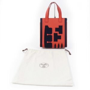 HERMES Tote Bag Main: Epsom, felt Coral Pink Navy Petit h Women Used | AlmaBagz