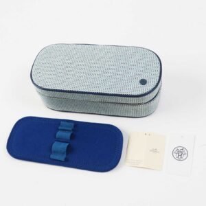 HERMES Cosmetics Pouch cotton Blue type ESCALE TROUSSE TOILE H Escal | AlmaBagz