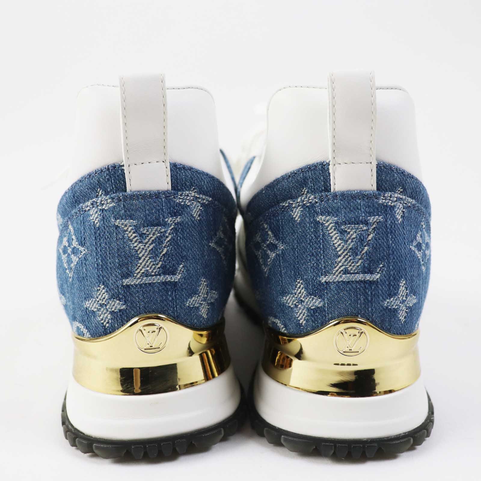 LOUIS VUITTON sneakers leather White Indigo Blue Run away line 37 | AlmaBagz