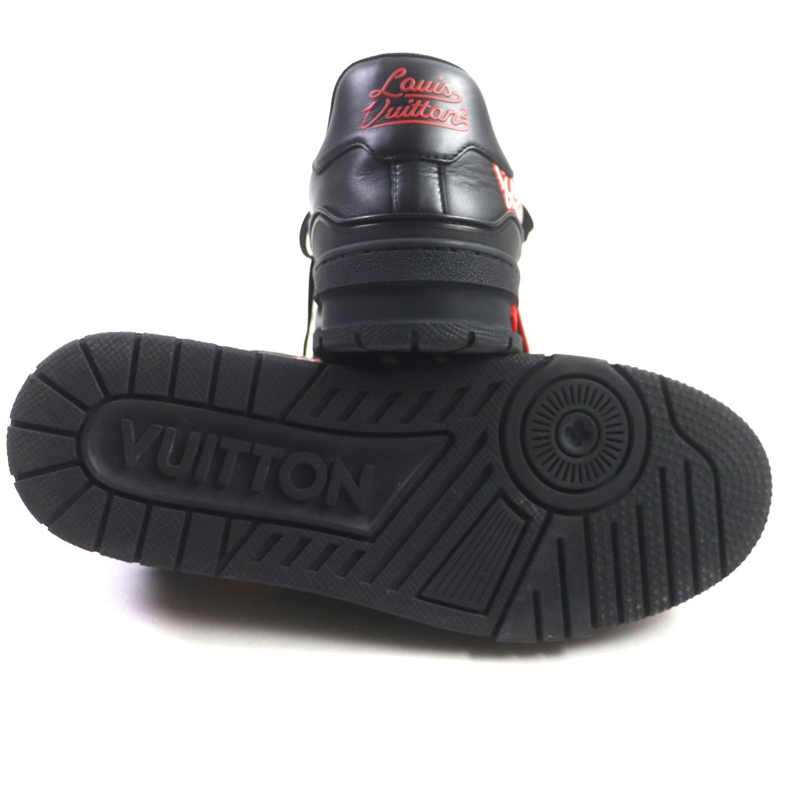 LOUIS VUITTON sneakers Main: Leather Black red LV trainer line mens 6 Used | AlmaBagz - Image 3