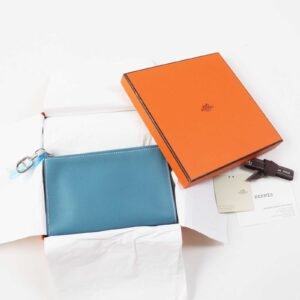 HERMES Pouch Evercolor new blue gene Zip Angor PM | AlmaBagz