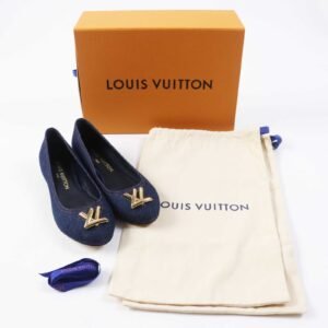 LOUIS VUITTON pumps denim Indigo blue Shake Line Ballerina 37 | AlmaBagz
