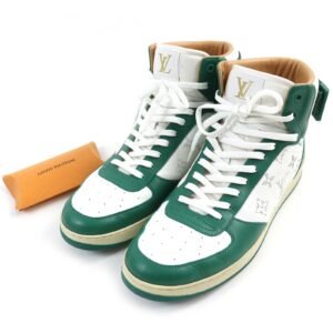 LOUIS VUITTON High cut sneakers leather Green white Rivoli line 8 | AlmaBagz