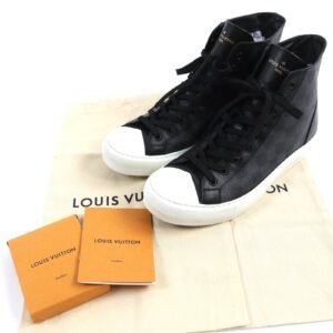 LOUIS VUITTON High cut sneakers leather Black gray white Tattoo line 7 | AlmaBagz