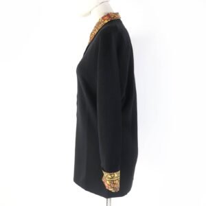 HERMES cardigan wool black CHASSE EN INDE Indian Hunting S | AlmaBagz