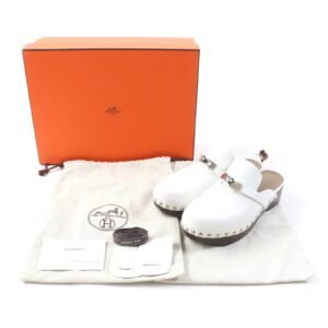 HERMES Mule leather white Carlotta 36 | AlmaBagz