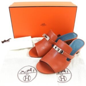 HERMES Sandals 211070Z leather Brown candy 36 | AlmaBagz