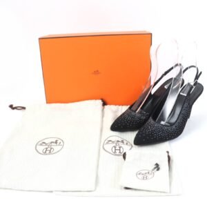 HERMES pumps Suede leather black Strath 90Festive Festive 90 37 | AlmaBagz