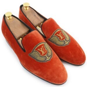 LOUIS VUITTON loafers Velor Orange Auteuil line 7 | AlmaBagz
