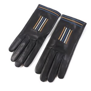 HERMES gloves Lamb leather black 7 | AlmaBagz