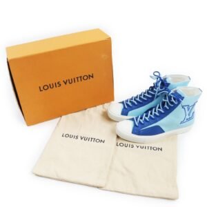 LOUIS VUITTON High cut sneakers leather blue Tattoo line 7 | AlmaBagz