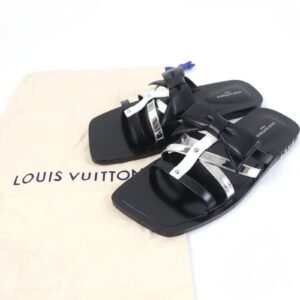 LOUIS VUITTON Sandals leather black Peplum Line 36 | AlmaBagz
