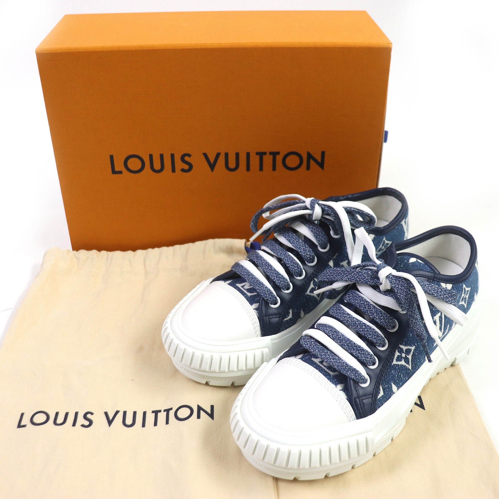 LOUIS VUITTON sneakers denim Indigo Blue White squad line 35 | AlmaBagz - Image 10