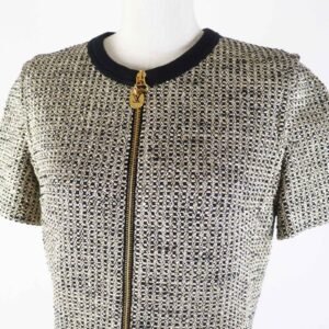 LOUIS VUITTON one piece 1AAYVW cotton Black gold Zip-up Lurex tweed dress 38 | AlmaBagz