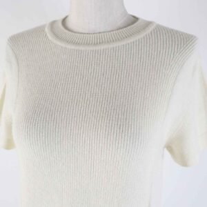 HERMES Short sleeve knit 4E2600DT cashmere white 38 | AlmaBagz