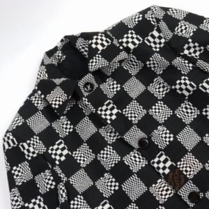 LOUIS VUITTON Chester coat HKC71W wool Black White 50 | AlmaBagz
