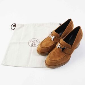 HERMES pumps 222061 Suede leather Camel 36 | AlmaBagz