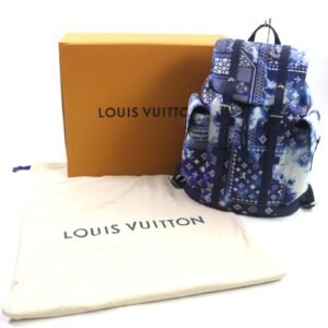 LOUIS VUITTON Backpack M20554 leather blue monogram bandana Christopher PM | AlmaBagz