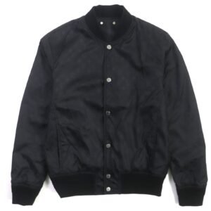 LOUIS VUITTON Bomber jacket HIL47WTKV Sheep leather black Monogram 46 | AlmaBagz