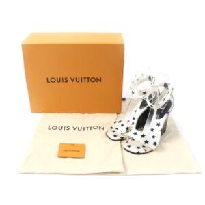 LOUIS VUITTON Sandals Satin White black Stellar Line 39 | AlmaBagz