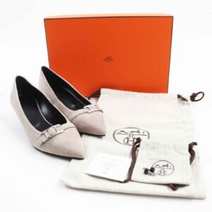 HERMES pumps BN202009Z Suede leather Greige type 36 | AlmaBagz