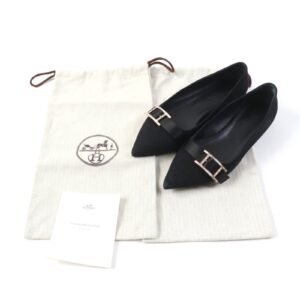 HERMES pumps 212136 Suede leather black 36 | AlmaBagz