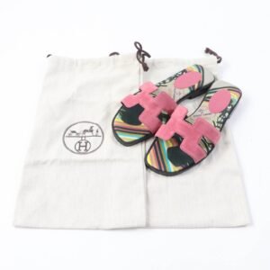 HERMES Sandals Suede leather pink Oran 36 | AlmaBagz