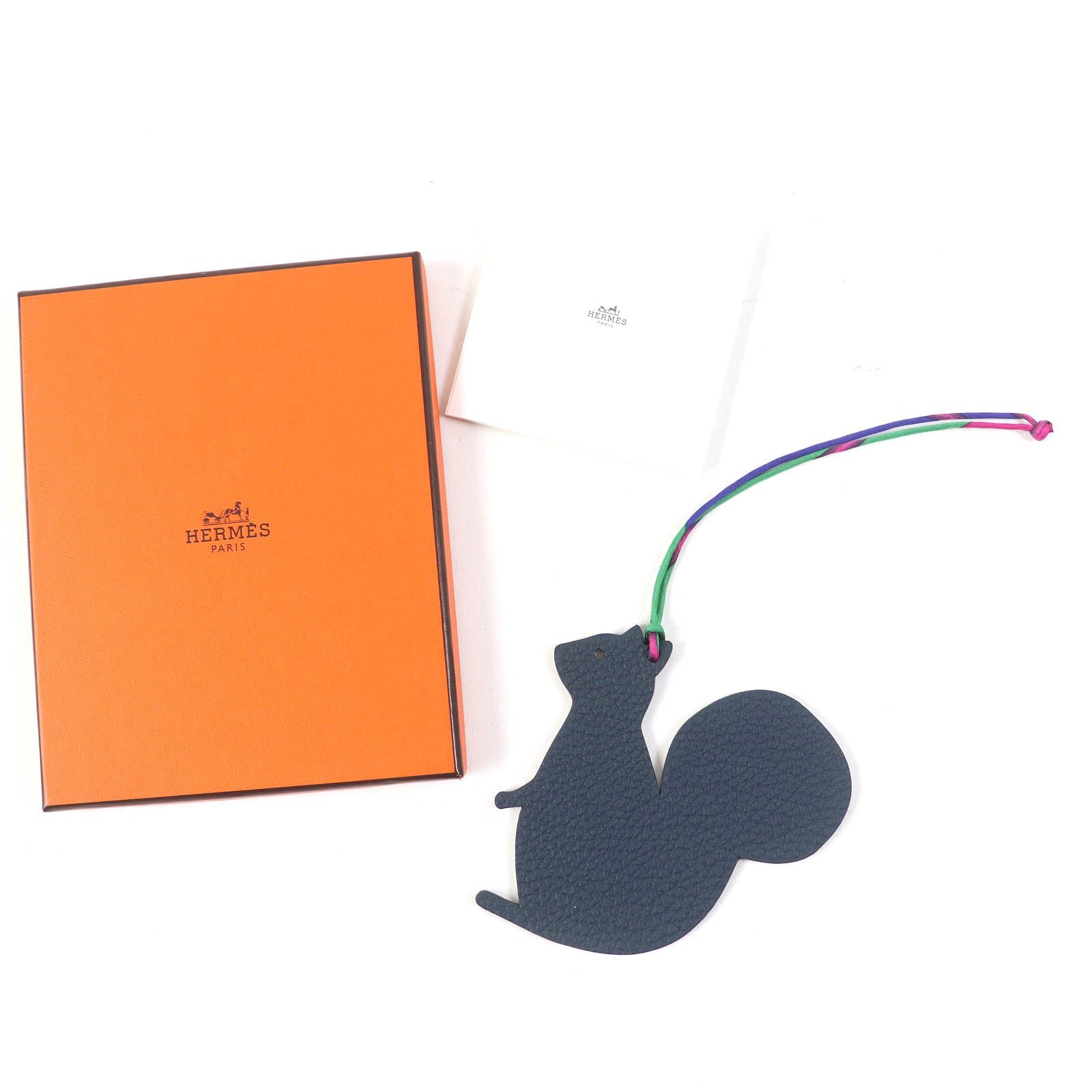 HERMES Bag charm Epsom / Togo Navy gray Petit Ash | AlmaBagz