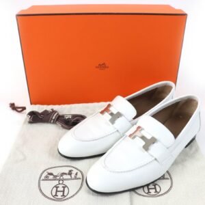 HERMES loafers 211288Z leather white Paris 36 | AlmaBagz