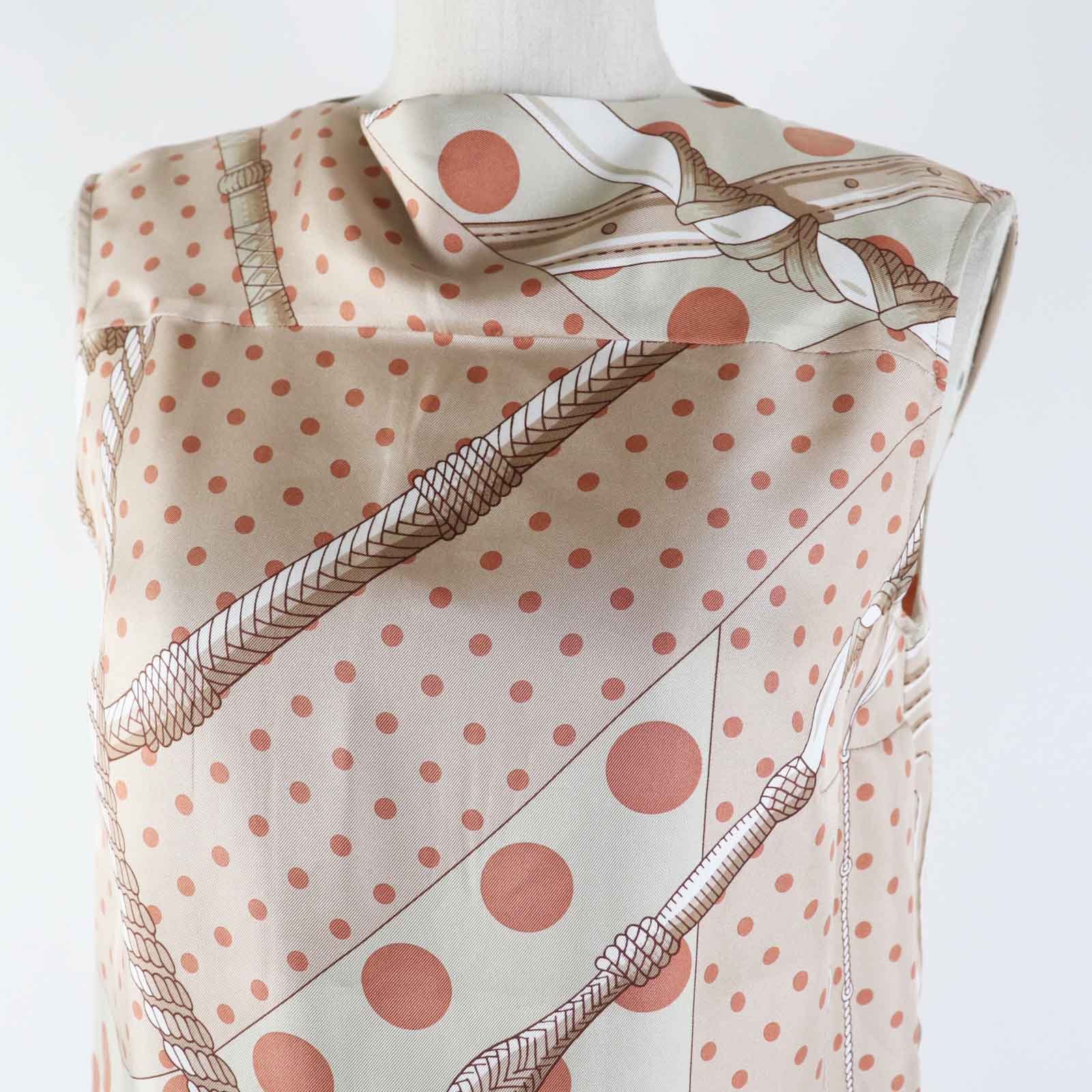 HERMES tops silk Beige Orange type Clic Clac a Pois Clic Clac Dot 34 | AlmaBagz