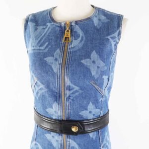 LOUIS VUITTON one piece cotton Indigo blue Giant Monogram 34 | AlmaBagz