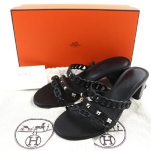 HERMES Sandals 201068Z leather black Agiaccio 36 | AlmaBagz