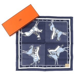 HERMES scarf cotton blue Tipi Bandana 40 | AlmaBagz