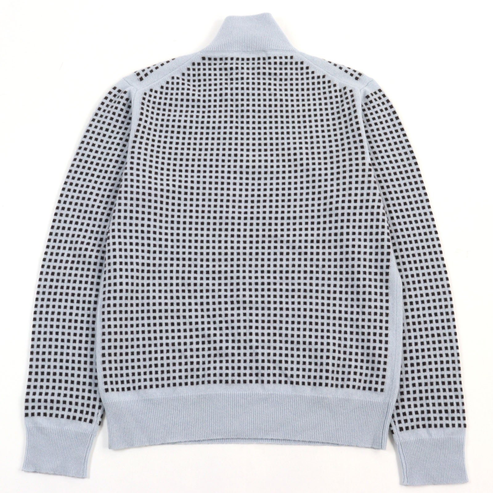 HERMES knit cashmere Light Blue Brown All-over Pattern S | AlmaBagz - Image 2