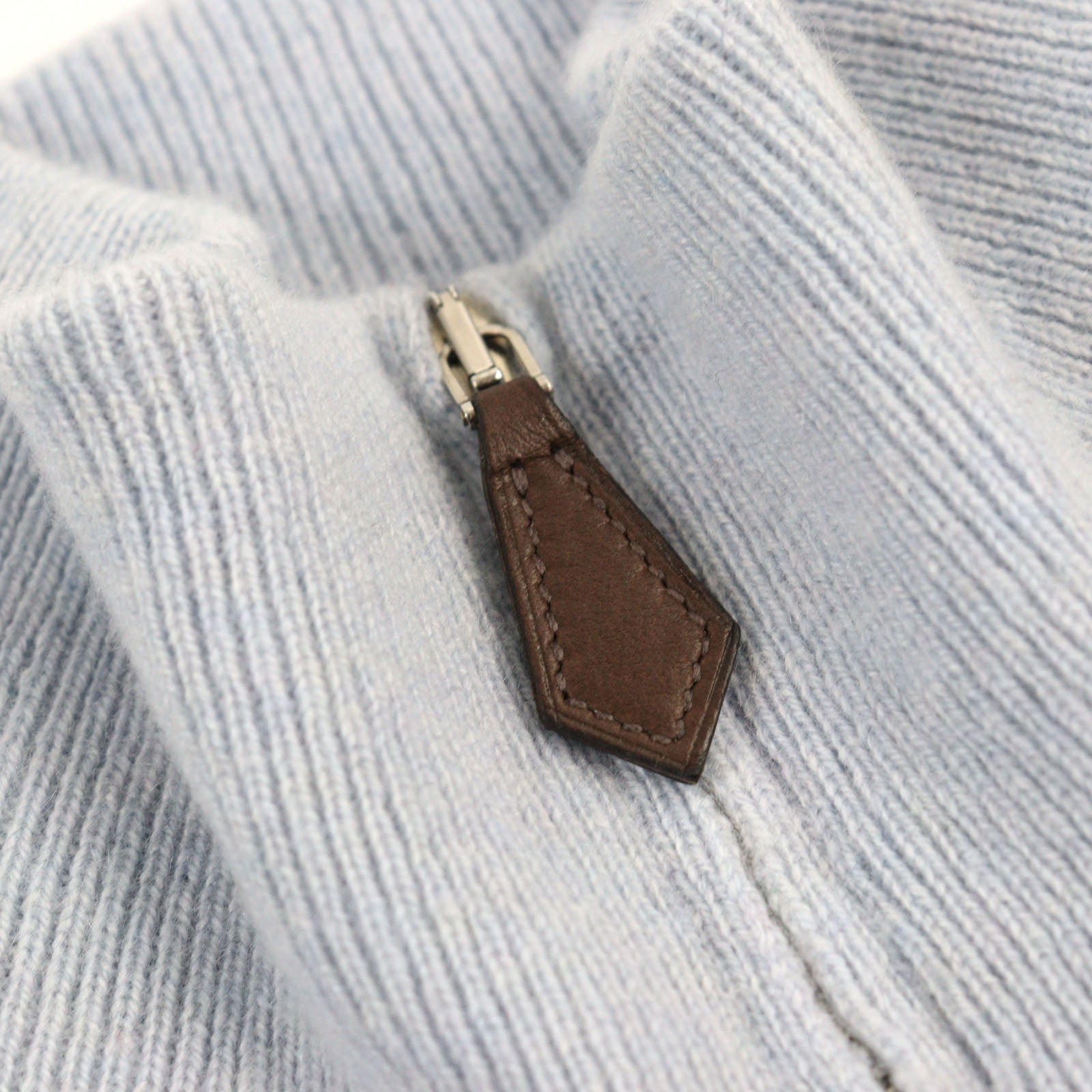 HERMES knit cashmere Light Blue Brown All-over Pattern S | AlmaBagz - Image 4