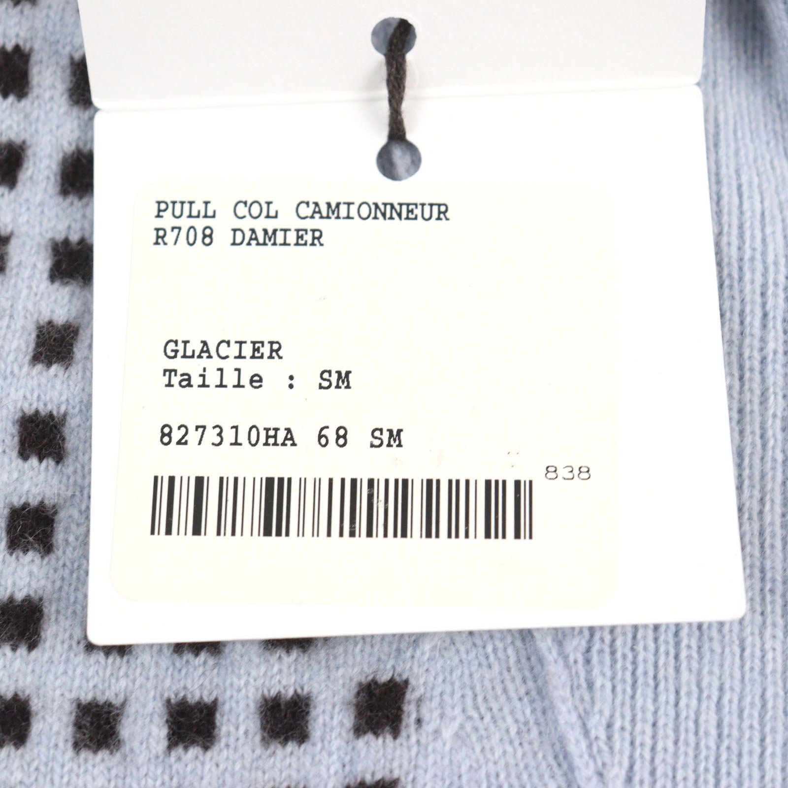 HERMES knit cashmere Light Blue Brown All-over Pattern S | AlmaBagz - Image 8