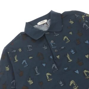 HERMES Short sleeve polo shirt cotton Blue type S | AlmaBagz
