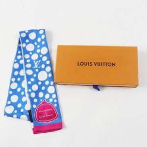 LOUIS VUITTON scarf M78290 silk blue white pink Bandeau Infinity Dot Scarf | AlmaBagz