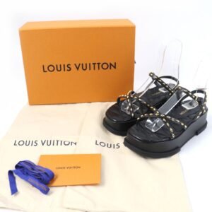 LOUIS VUITTON Sandals 1ACY36 leather black Maya Line 36.5 | AlmaBagz