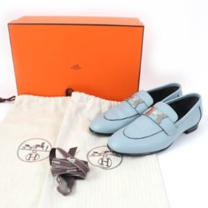HERMES loafers leather Light blue 36 | AlmaBagz