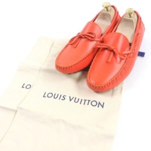 LOUIS VUITTON Flat shoes leather Orange Arizona line 6.5 | AlmaBagz