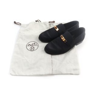 HERMES Moccasin Satin black Desting 37 | AlmaBagz