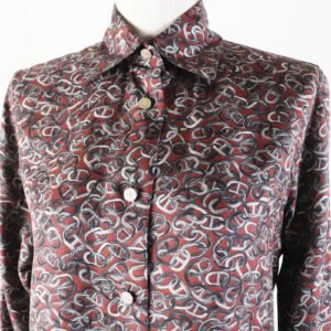 HERMES Long sleeve shirt silk Red Black type | AlmaBagz