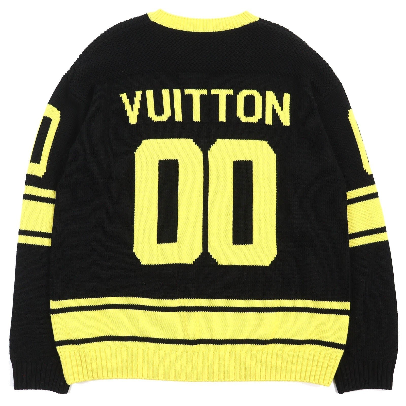 LOUIS VUITTON knit wool Black yellow Amen Break LV Intarsia Football XL | AlmaBagz