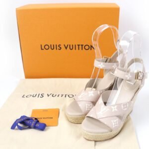 LOUIS VUITTON Sandals leather beige Starboard Lines 37 | AlmaBagz