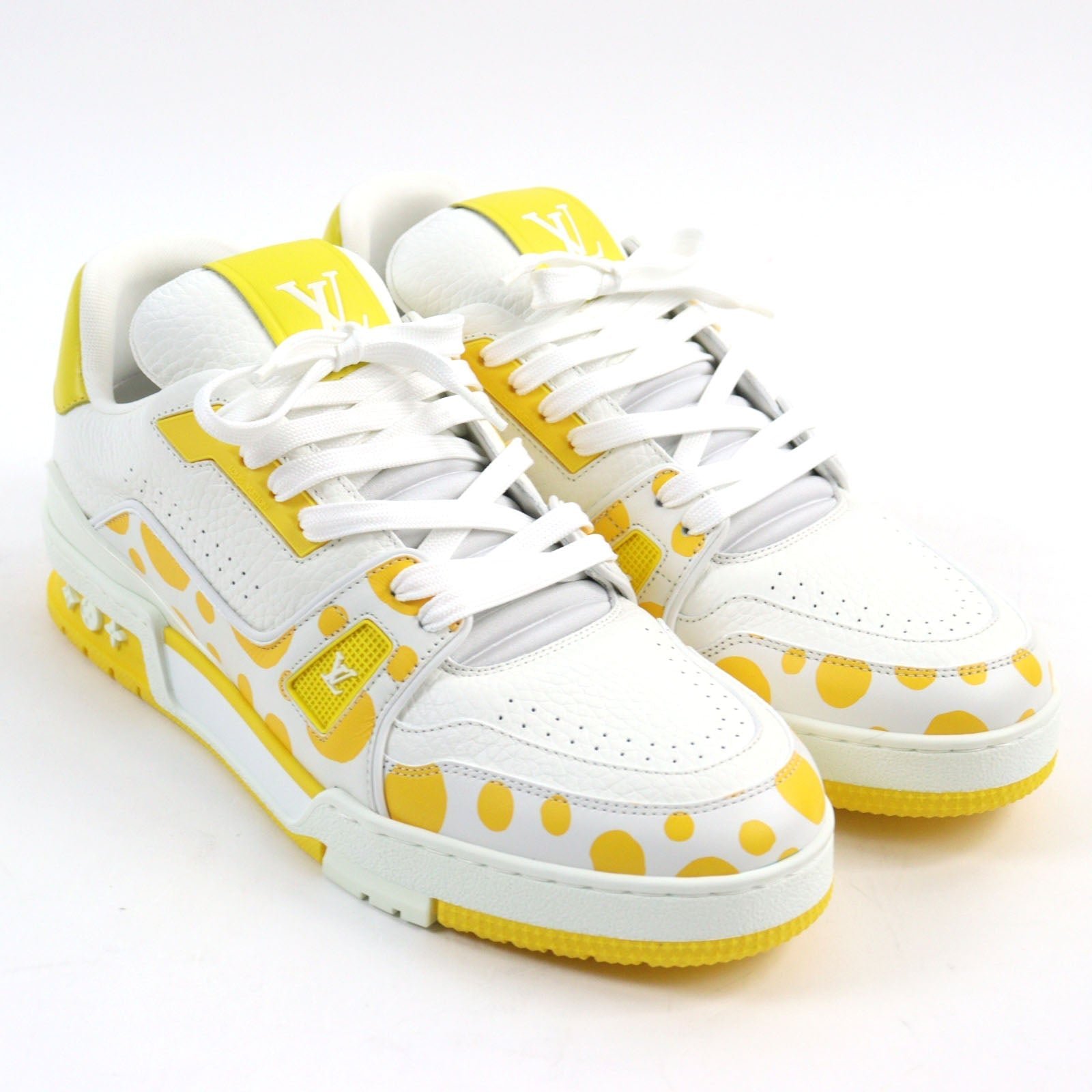 LOUIS VUITTON sneakers 1ABD20 leather White yellow LV trainer line 8 | AlmaBagz - Image 2